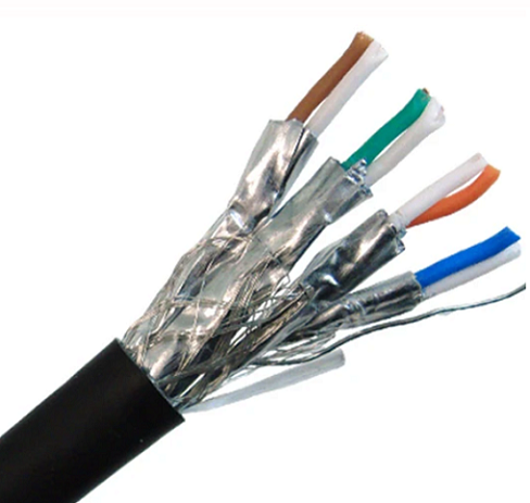 CAT7A Toplu Ethernet Kablosu, 10G İç / Dış Mekan Çift Korumalı Katı Bakır S / FTP, 23 AWG 1000ft